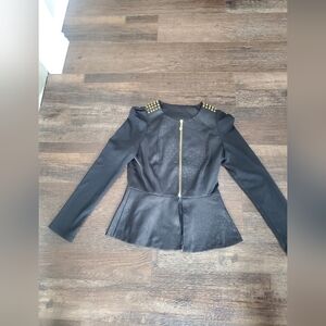 Mark by Avon Black Studded Peplum Jacket – Size M See Pics